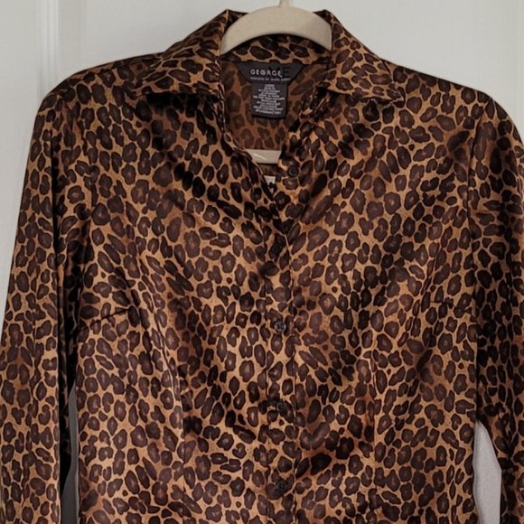 Mark Eisen Leopard Print Woman Button Down Long Sleeve Shirt Size XS - Picture 2 of 7
